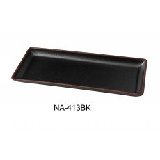 Yanco NA-413BK Natural Art Sushi/Display Plates, Rectangular, Melamine, Black, 13(w) x 5-3/4(d) x 1(h) inch, 24 each