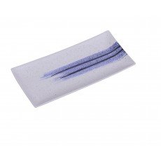 Yanco OC-3110 Ocean Plate, Porcelain, Rectangular, White/Blue, Glazed, 10(w) x 4-1/4(d) x 1(h) inch, 24 each