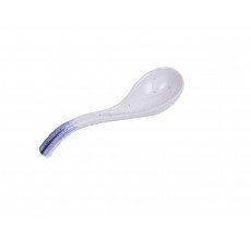 Yanco OC-7002 Ocean Spoon, Porcelain, White/Blue, Glazed, 6-1/2(w) x 2(d) x 1/5(h) inch. 72 each