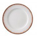 Yanco PR-112 Porto Dinner Plates, Round, Porcelain, White/Brown, 12.25(w) x 12.25(d) x 1.125(h) inch - 12 each