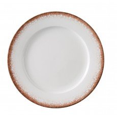 Yanco PR-112 Porto Dinner Plates, Round, Porcelain, White/Brown, 12.25(w) x 12.25(d) x 1.125(h) inch - 12 each
