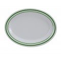 Yanco PT-2121 Pine Tree Platter, Oval, Melamine, Green Band/Beige, 12 each