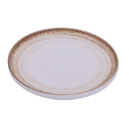 Yanco RO-2212 Rockeye Plate, Porcelain, Round, White/Brown, Glazed, 12(w) x 12(d) x 1-1/4(h) inch, 12 each