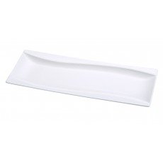 Yanco SW-212 Sea Wave Plate, Porcelain, Rectangular, Bone White, Glazed, 12(w) x 4-5/8(d) x 3/4(h) inch, 12 each