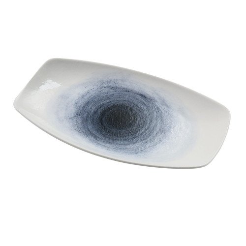 Yanco UN-214 Universe Plate, Rectangular, Porcelain, White/Blue, Glazed, 14-1/4(w) x 8-1/4(d) x 1-3/4(h) Inch, 12 each