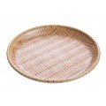 Yanco WD-908 Wooden Tray Plate, Round Deep, Melamine with Bamboo Look, Brown, 48 each