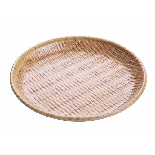 Yanco WD-908 Wooden Tray Plate, Round Deep, Melamine with Bamboo Look, Brown, 48 each