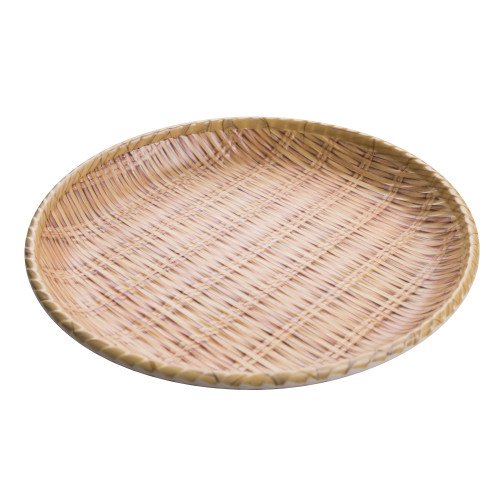 Yanco WD-910 Wooden Tray Serving Plate, Round Deep, Melamine with Bamboo Look, Brown, 24 each