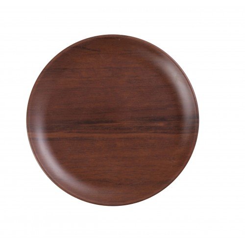 Yanco WL-111 Woodland Plate, Round, Wood Grain, Rolled Edge, Coupe, Melamine, 12 each