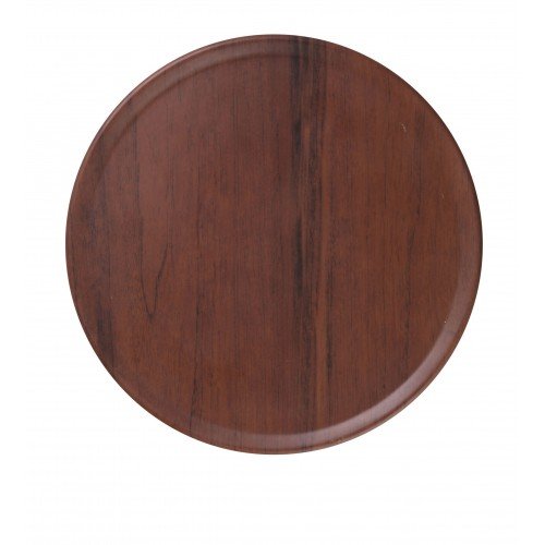 Yanco WL-1110 Woodland Plate, Round, Wood Grain, Rolled Edge, Coupe, Melamine, 24 each, 10-1/4(w) x 10-1/4(d) x 3/4(h) inch